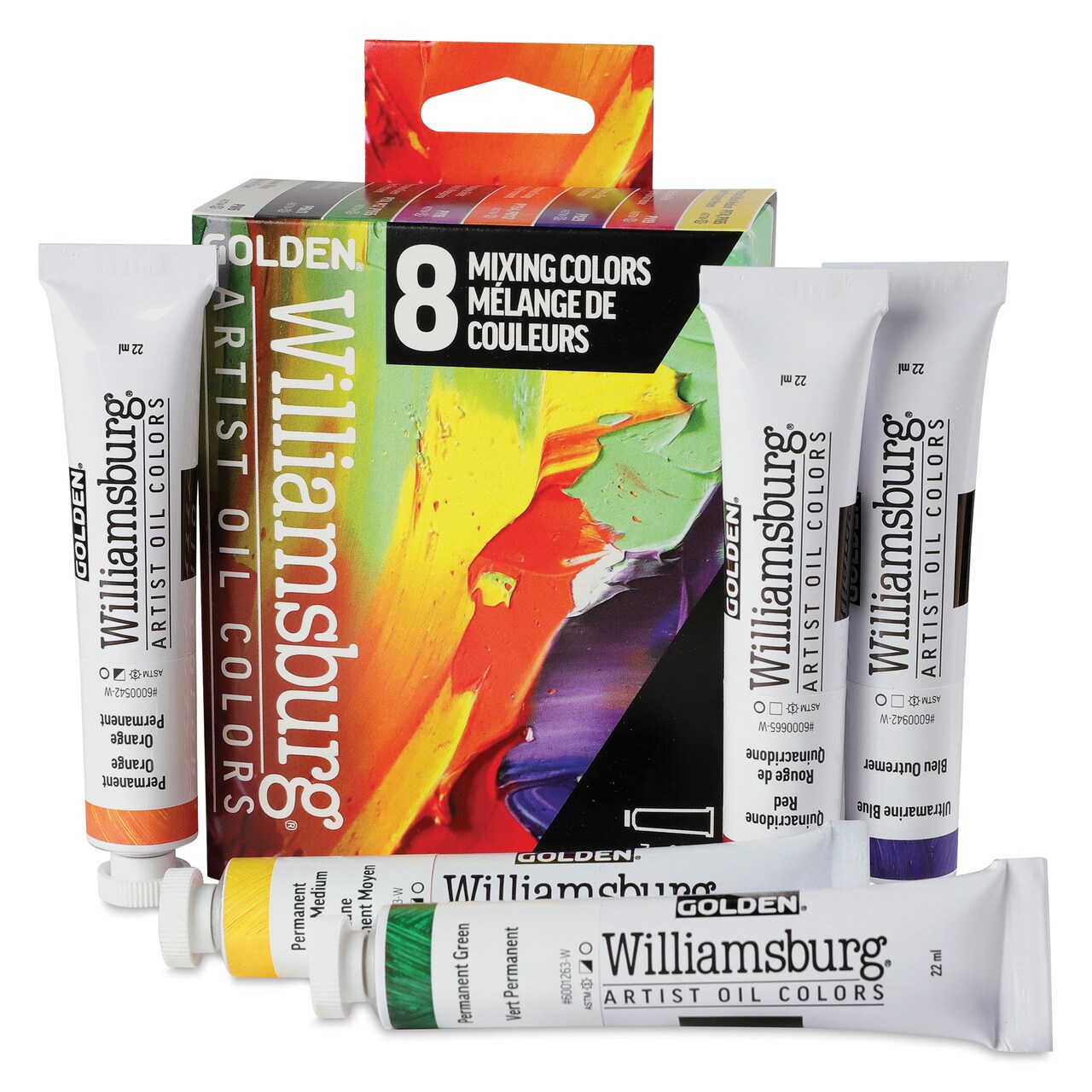 Williamsburg Handmade Oil Paints - Set of 8, Mixing, 22 ml Tubes